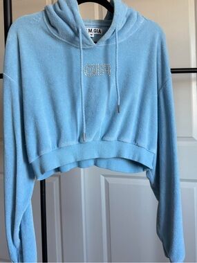 I.AM.GIA Blue Cropped Rhinestone Hoodie